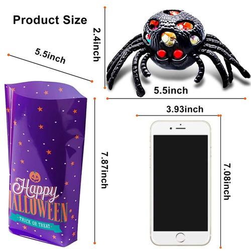 amenon 8 pieces black spider stress reliever toys with built-in LED flash ball great halloween gift