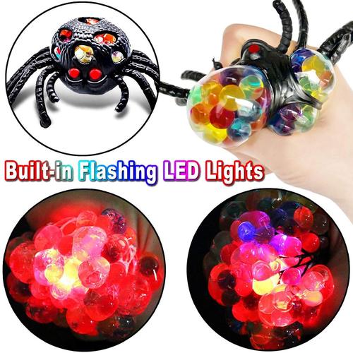 amenon black spider stress reliever toys with built-in LED flash ball great halloween gift