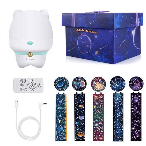 FYLINA Night Light Projector for Kids with Bluetooth music player, USB charging and 2000mAh large capacity lithium battery