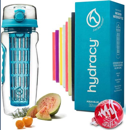 Hydracy 32 oz Fruit Infuser Water Bottle with Insulated Sleeve