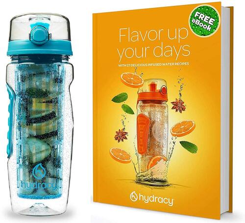 Hydracy 32 oz Leak Proof Fruit Infuser Water Bottle with Insulated Sleeve
