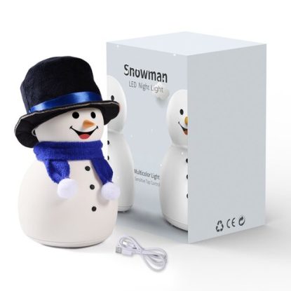 Jack & Rose Christmas Snowman Night Light for Kids with 7 Colour Charging and Music Modes