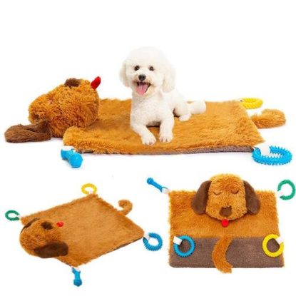 PUPTECK Plush Multi-function Dog Mat with Durable Chew Toys