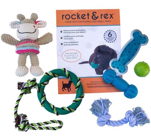 rocket & rex Cotton and Rubber Chew Toys for Puppies and Small Dogs
