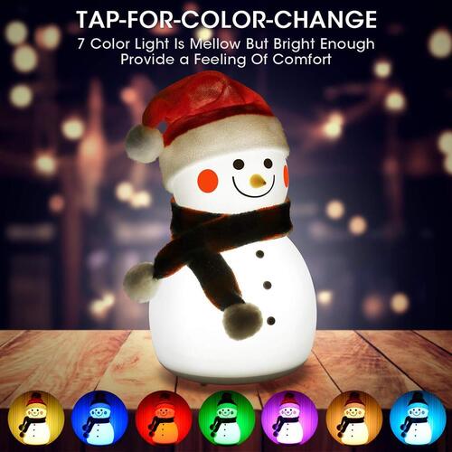 Nicewell Christmas New Year Snowman LED Silicone Night Lamp with 7 Color