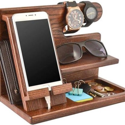 Wooden Phone Docking Station Desk Organizer The Best Gift for Husband by Teslyar