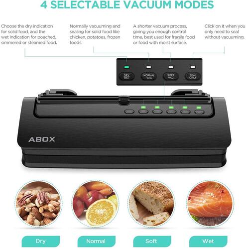 ABOX V63 Food Vacuum Sealer with digital touch keys and LED indicator light