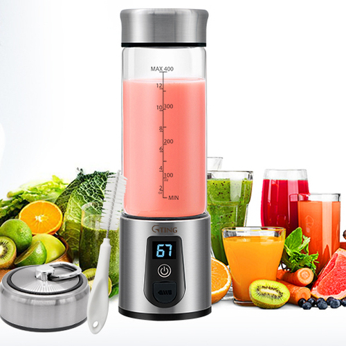 G-TING Stainless Steel and Glass Compact and Portable Personal Blender with 6 Blades and Intelligent Safety Protection Induction