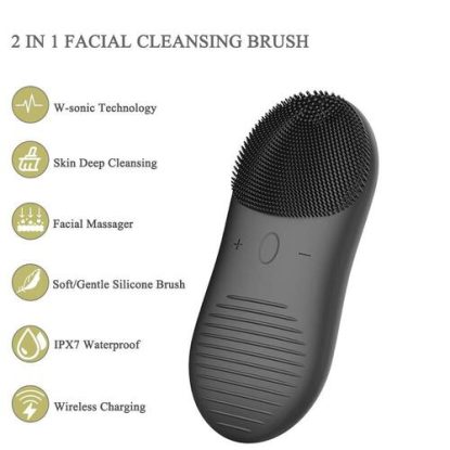 XNUO IPX7 Waterproof Men's Silicone Sonic Facial Cleansing Brush with 8000 RPM motor and micro-thin 0.6 mm bristles