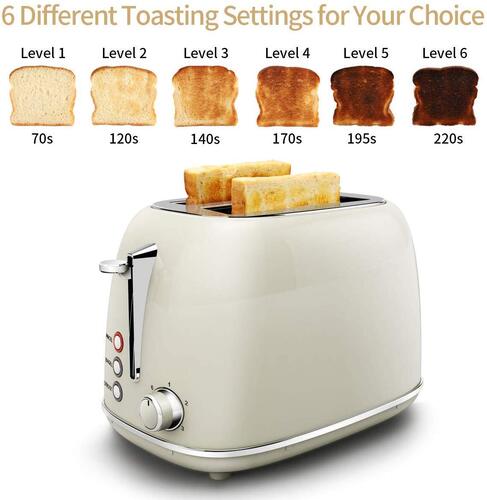 Keenstone 2 slice Stainless Steel Toaster with 6 Different Toasting Setings and Removable Crumb Tray