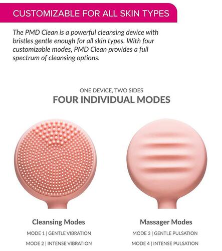 PMD Clean Smart Facial Cleansing Silicone Brush with Two Massager Modes and Two Cleansing Modes