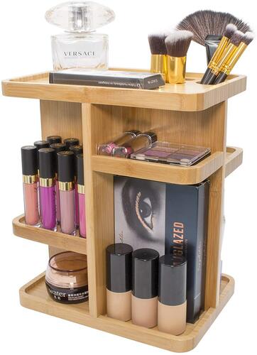 Sorbus bamboo makeup organizer includes a sturdy base with smooth and silent rotation