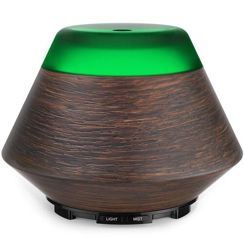 ASAKUKI 200ml Wood Ultrasonic Cool Mist Essential Oil Diffuser with 7 Color LED Light and Automatic Shut-off