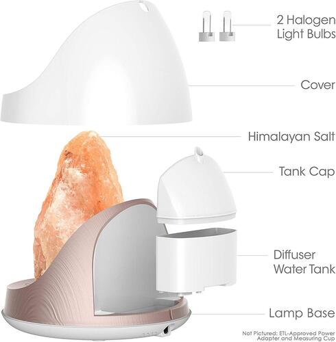 Pure Enrichment PureGlow 100% Himalayan Salt Lamp and Ultrasonic Oil Diffuser with 5 Light Settings