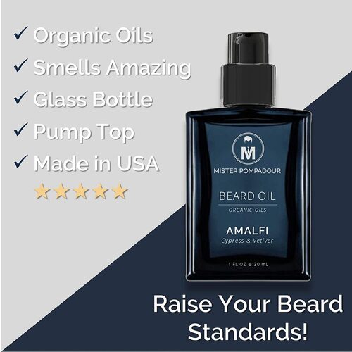 Mister Pompadour 30 ml Organic Beard and Mustache Oil AMALFI Scent Cypress and Vetiver