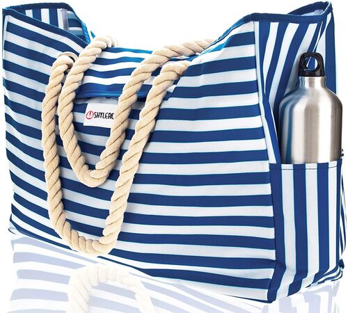 Large Beach Bag with Waterproof Case by SHYLERO