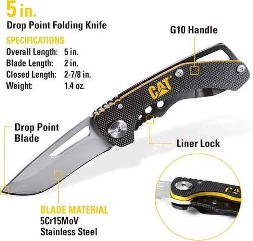 5 Inch Drop Point Folding Knife by CAT