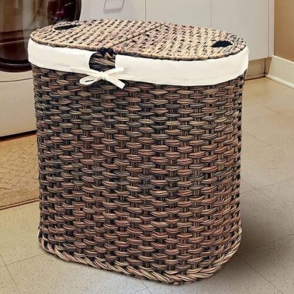Seville Classics Hand-woven Oval Double Basket