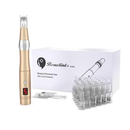 Beautlinks Electric Microneedling Pen with Red & Blue Led Light and 24Pcs Needles Cartridges