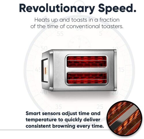 Revolution Cooking Smart Stainless Steel 2 Slice Toaster with 5 Food Settings and 3 Toasting Modes