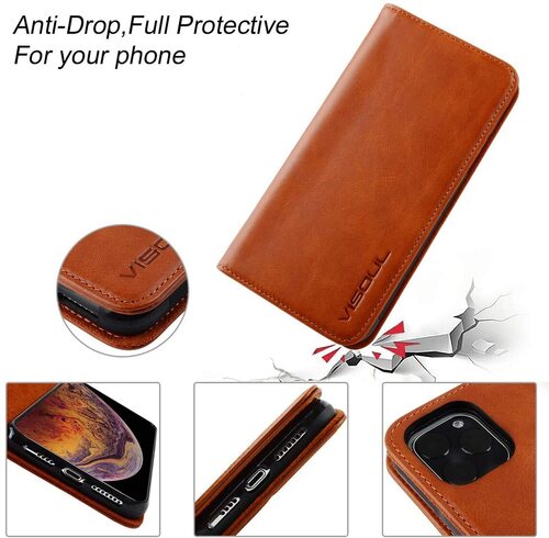 Visoul iPhone 11 Pro Max Leather Wallet Case with 3 credit card slots and 1 cash compartment