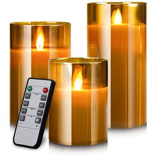 Flameless LED Pillar Candles by Yinuo Mirror
