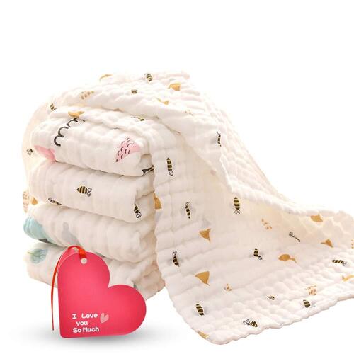 KOROTUS COLLECTION Baby Burp Cloths with 6 layers 100% organic muslin cotton