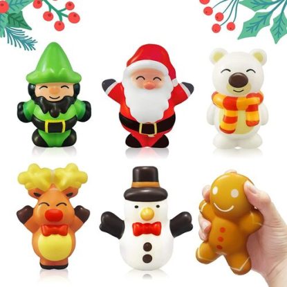 Heytech 6pcs Christmas different characters Squshies Toys Gift Set