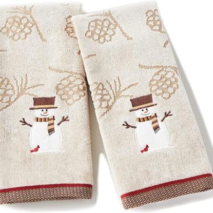 SKL Home by Saturday Knight 2 pcs Christmas Snowman Hand Cotton Towel