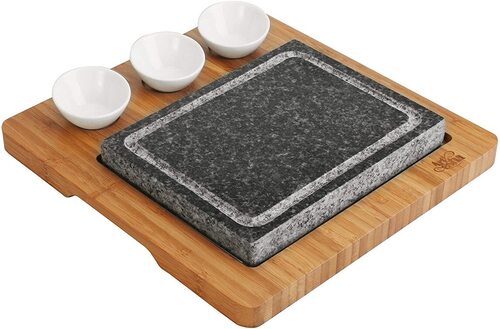 Deluxe Barbecue Steak Grill Hibachi Sizzling Hot Stone Set with Large Stone by Artestia