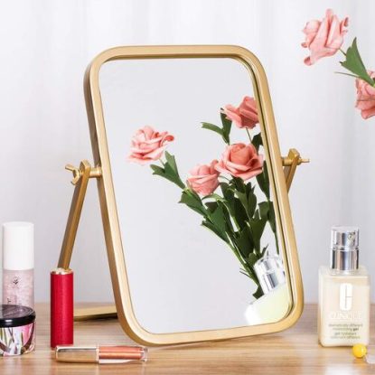Geloo Golden Rectangle with Round Corner Vintage Vanity Makeup Mirror