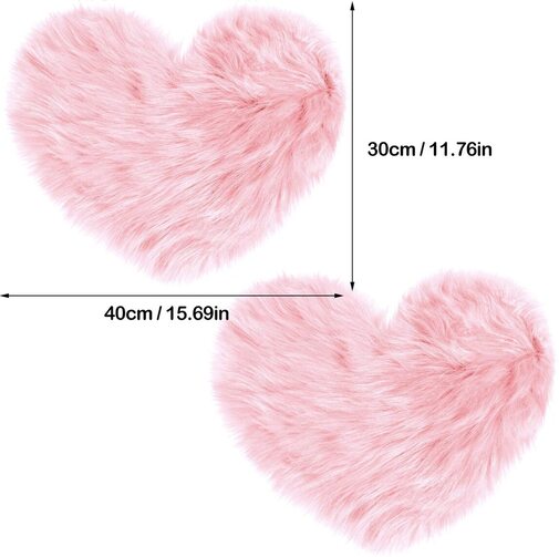 Mudder 2 pieces wool heart shaped rug for home decoration