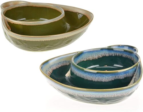Set of 2 convenient dinnerware bowl with 2 compartments to keep food separate