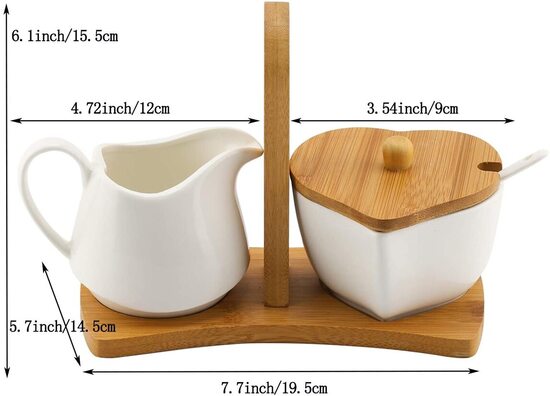 TIANGR Love shape design Sugar and Creamer Bowl Set