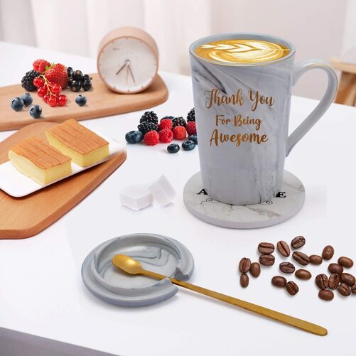 Youerls Thank You For Being Awesome Coffee Mug with Special Message Unique Gift Set for Woman