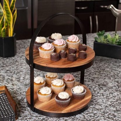 BirdRock 2-Tier Cupcake and Cake Stand with Adjustable Handle