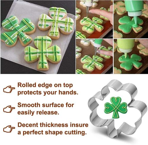 Pekaqose 12pcs Stainless Steel St. Patrick's Day Themed Cookie Cutters with Rolled Edge