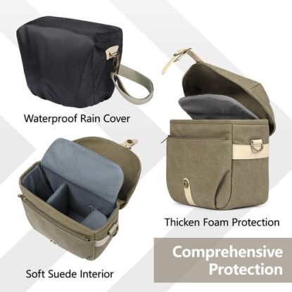 BAGSMART Canvas Camera Bag with Waterproof Protection