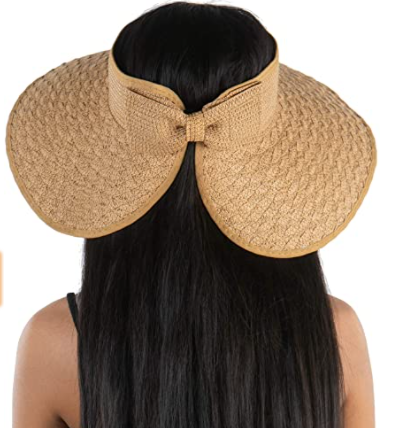 wide brim sun hat with adjustable butterfly back