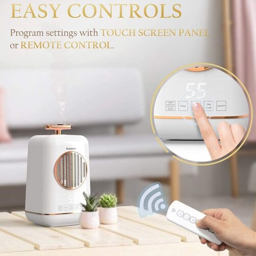 Keebar Ultrasonic Humidifier with Essential Oil Diffuser and 7 Colors Night Light
