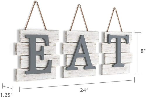 Barnyard Designs Decorative Wall Hanging Wooden Eat Kitchen-Dining room Sign with Rustic Rope
