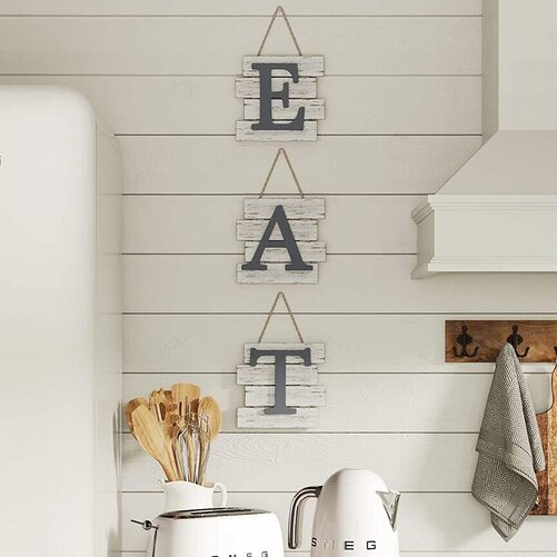 Barnyard Designs Rustic Wooden Eat Sign for Kitchen Wall Decoration