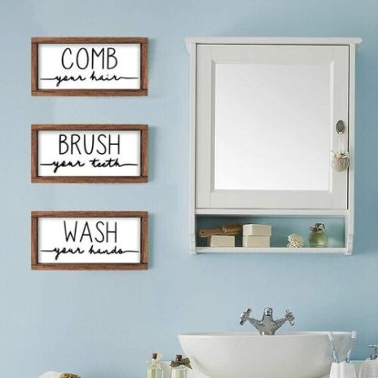 LIBWYS 3pcs Decorative Rustic Bathroom Sign and Plaque