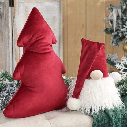 Phantoscope 2pcs Gnome and Xmas Tree Christmas Throw Pillows