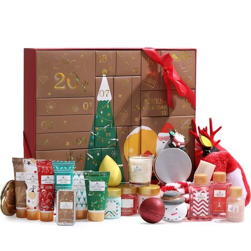 Body & Earth 24 Pieces Bath Products with Advent Calendar Christmas Gift Set for Her