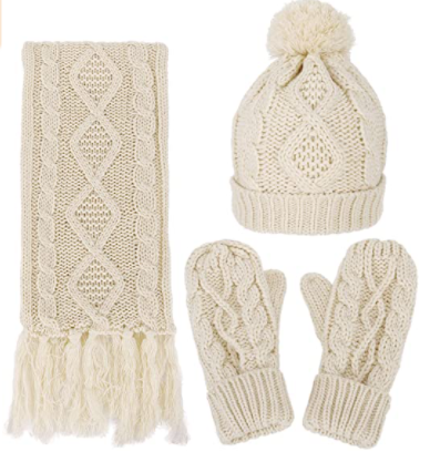 ANDORRA 3pcs Winter Knit Cozy and Warm Gift Set for Her