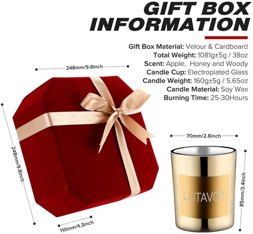LUTAVOY Soy Wax Scented Candle The Best Romantic Christmas and Valentines Day Gift Set in Red Gift Box for Woman, Girlfriend