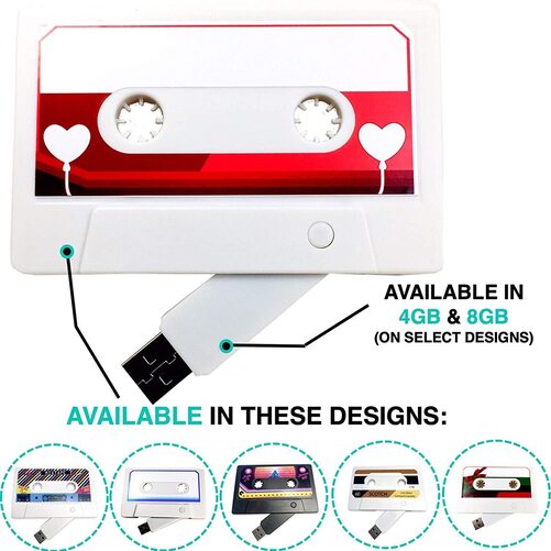 MASHTAPE Cute Cassette Tape USB Flash Drive with Writable Label