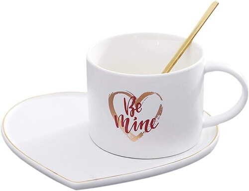 N-X Porcelain Coffee Cup with Heart Shaped Tray Gift Set