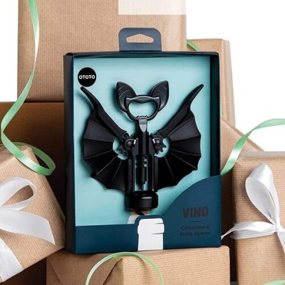 OTOTO Vino Bat Design Corkscrew and Bottle Opener in Gift Box